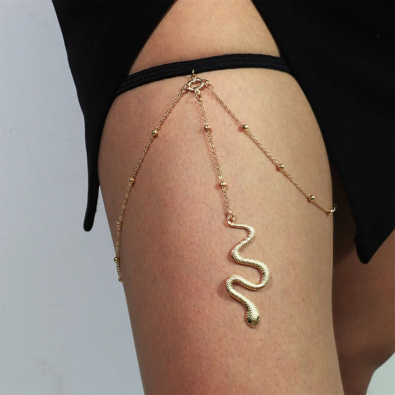 Sexy Woman Elastic Body Chain Leg Chain Snake Long Pearl Leg Chain Chain Female Bohemian Trend Multilayer Chain Jewelry Party