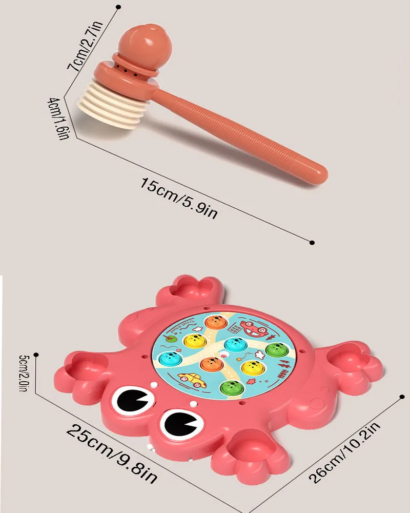 Happy Frog Whack A Mole Game For Kids Musical Light Up Hammer Pounding Toy Interactive Color Recognition Early Educational