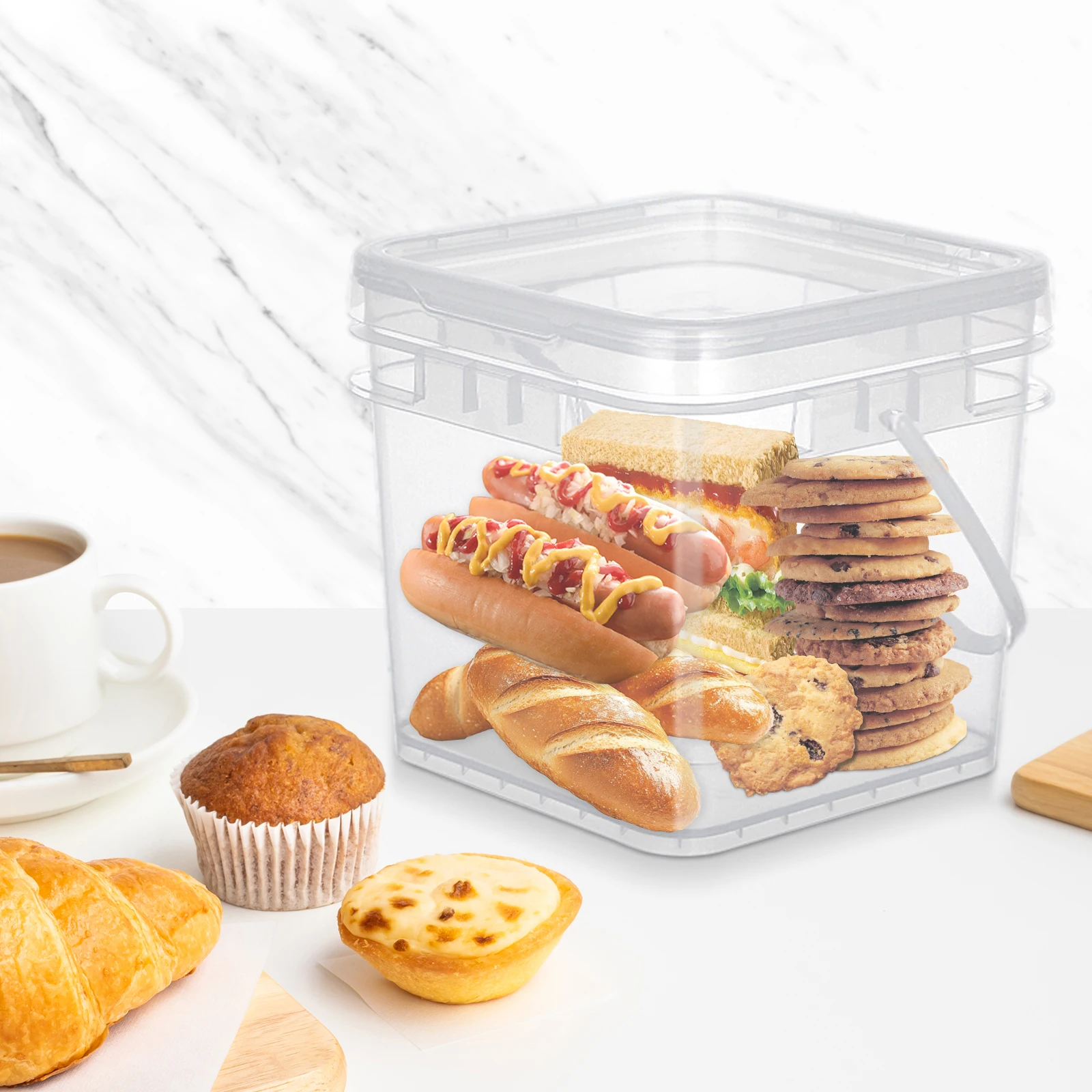 

5L Paint Bucket Transparent Plastic Square Container Leakproof Storage for Coatings Sealants Pigments Paint Holder