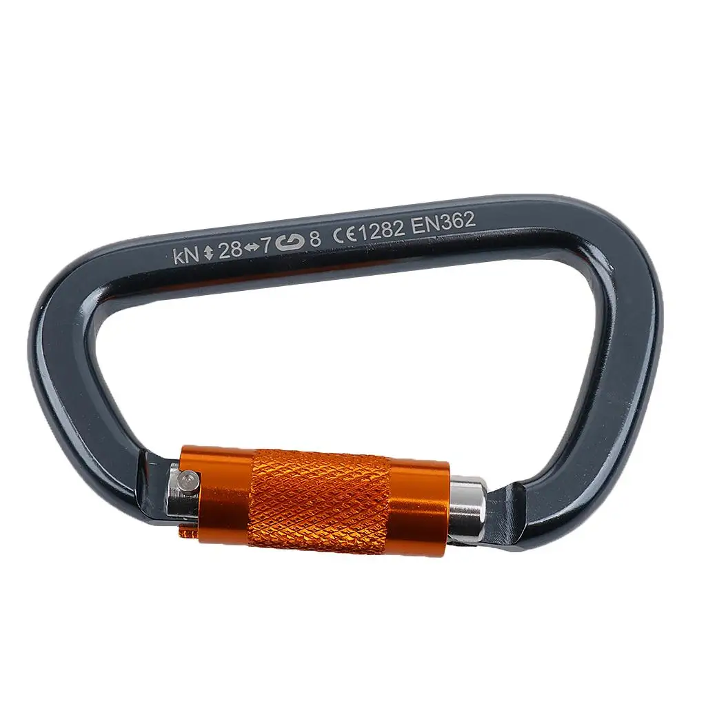 28KN D Carabiner Aluminum Auto Locking Mountaineering Climbing - Metal Gray