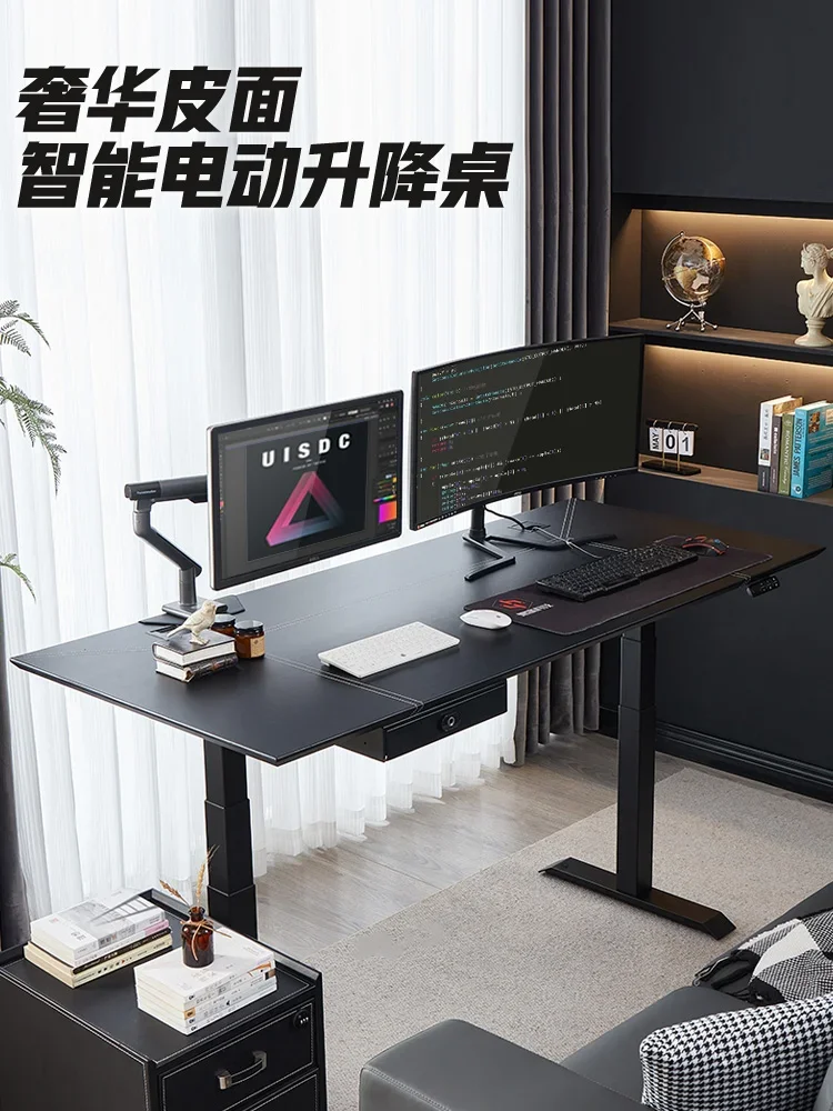 Double electric lifting table worktable computer   household living room large long  study calligraphy table