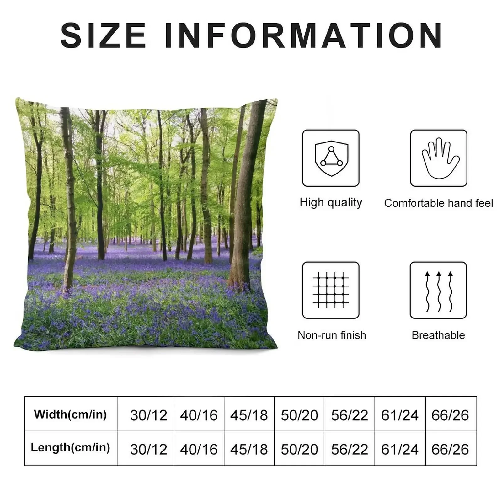 Purple Haze - Bluebell Wood Throw Pillow Luxury Living Room Decorative Cushions Sofa Cushion pillow