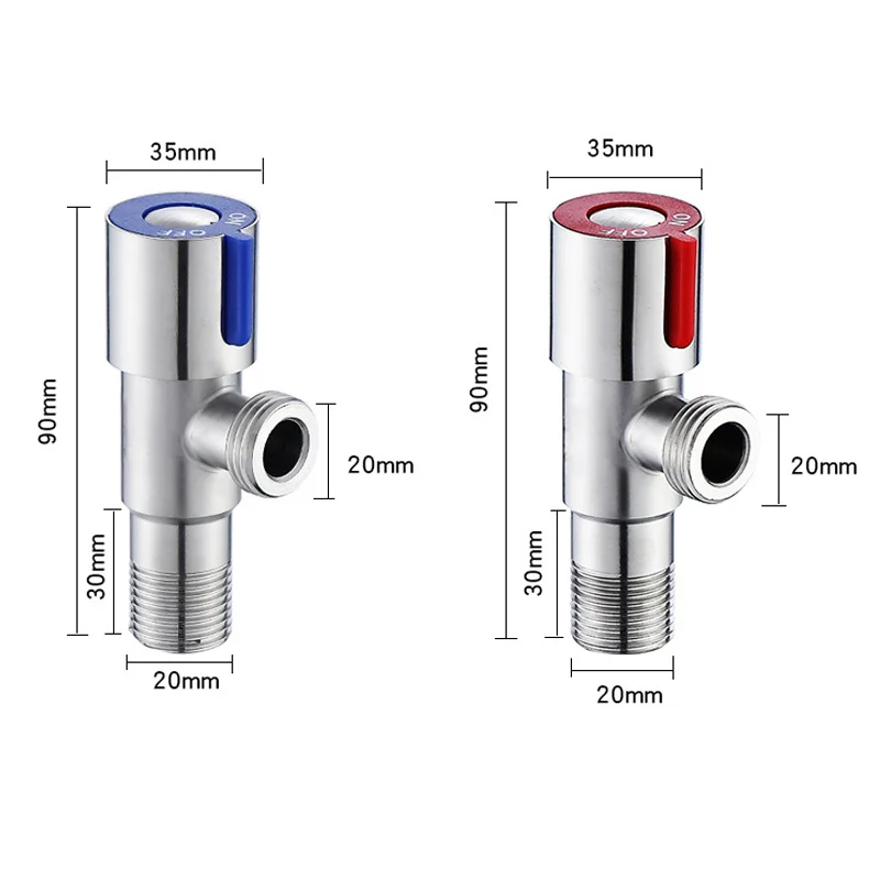 SUS304 Stainless Steel Angle Valve Hot and Cold Water Flow Control Valve Triangle Valve G1/2 Thread Bathroom Toilet Valve