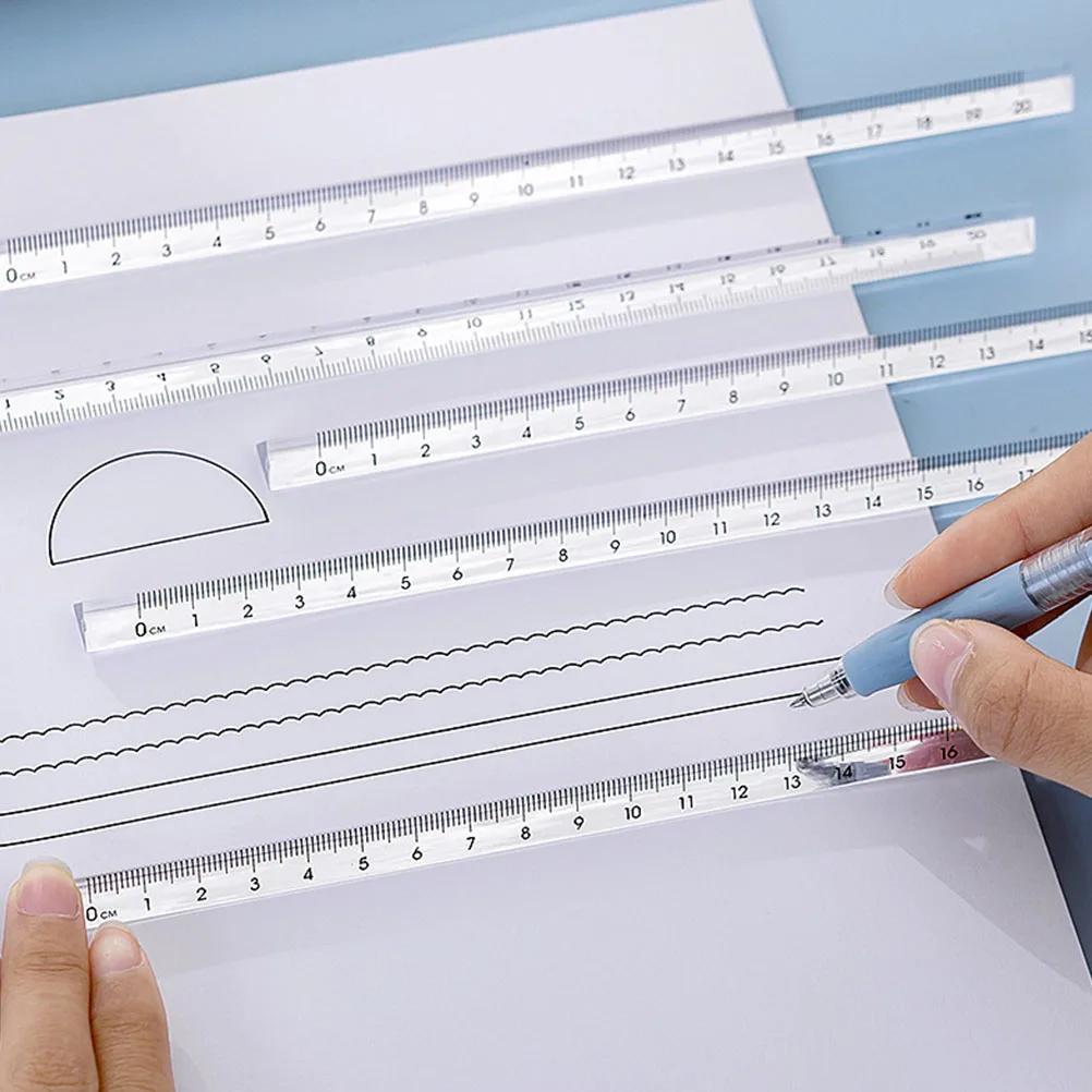 

10pcs Clear Plastic Scale Ruler Triangular Measuring Straight Engineering Architect School Drawing Tools Students Gifts
