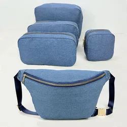 Jean Bags Stationery Storage Bag Blue Casual Denim Ladies Cosmetic Bag Travel Personality Pouch fanny back