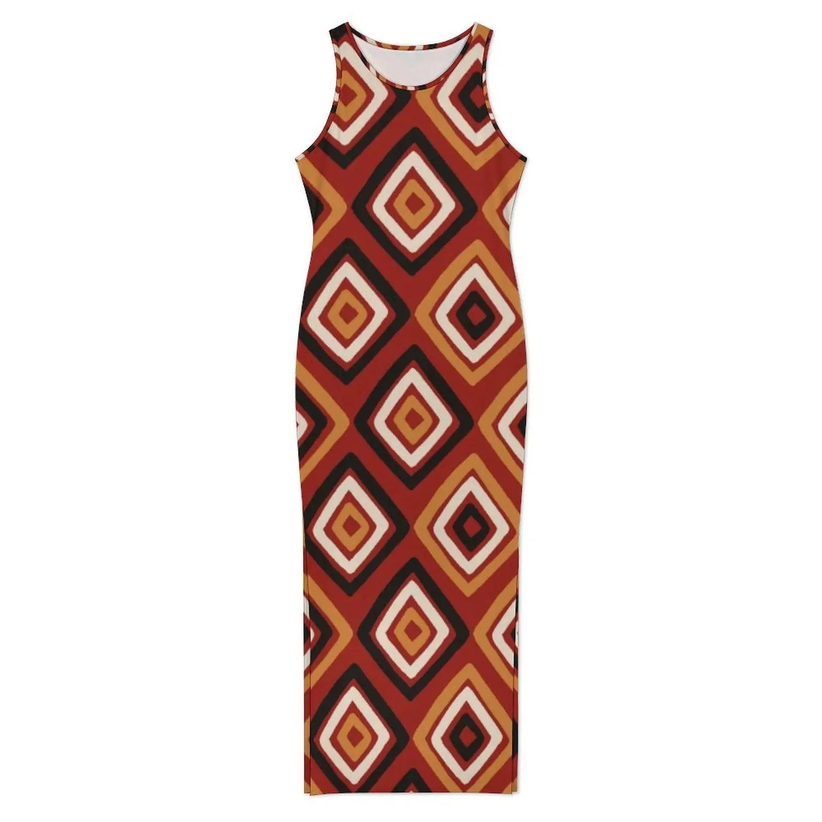 African Styles Dress Sleeveless Retro Geometry Y2K Fashion Maxi Dresses Casual Bodycon Dress Ladies Custom Oversized Vestido