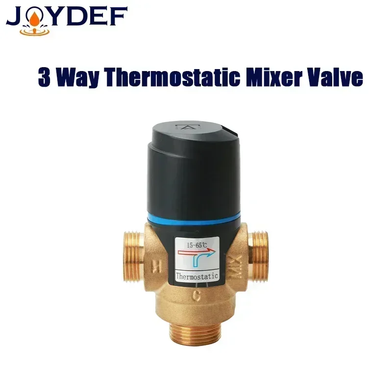 （New）3 Way Thermostatic Mixer Valve DN15/20/25 Male Thread Brass For Solar Water Heater Bathroom Accessory