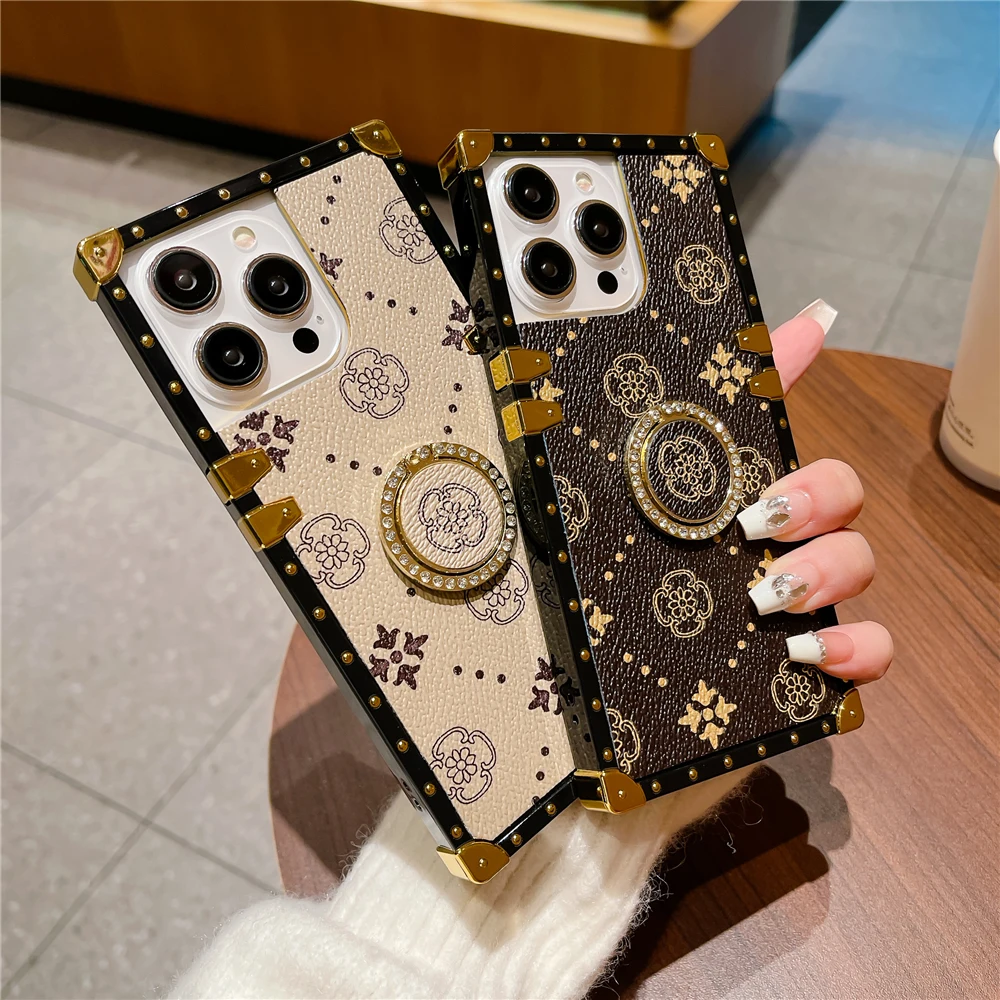 Luxury Flower Vintage Pattern Cover For iphone 16 PRO MAX 15 PRO MAX 14 PRO 11 12 13 PRO MAX 16 Plus XR Soft Leather Phone Case