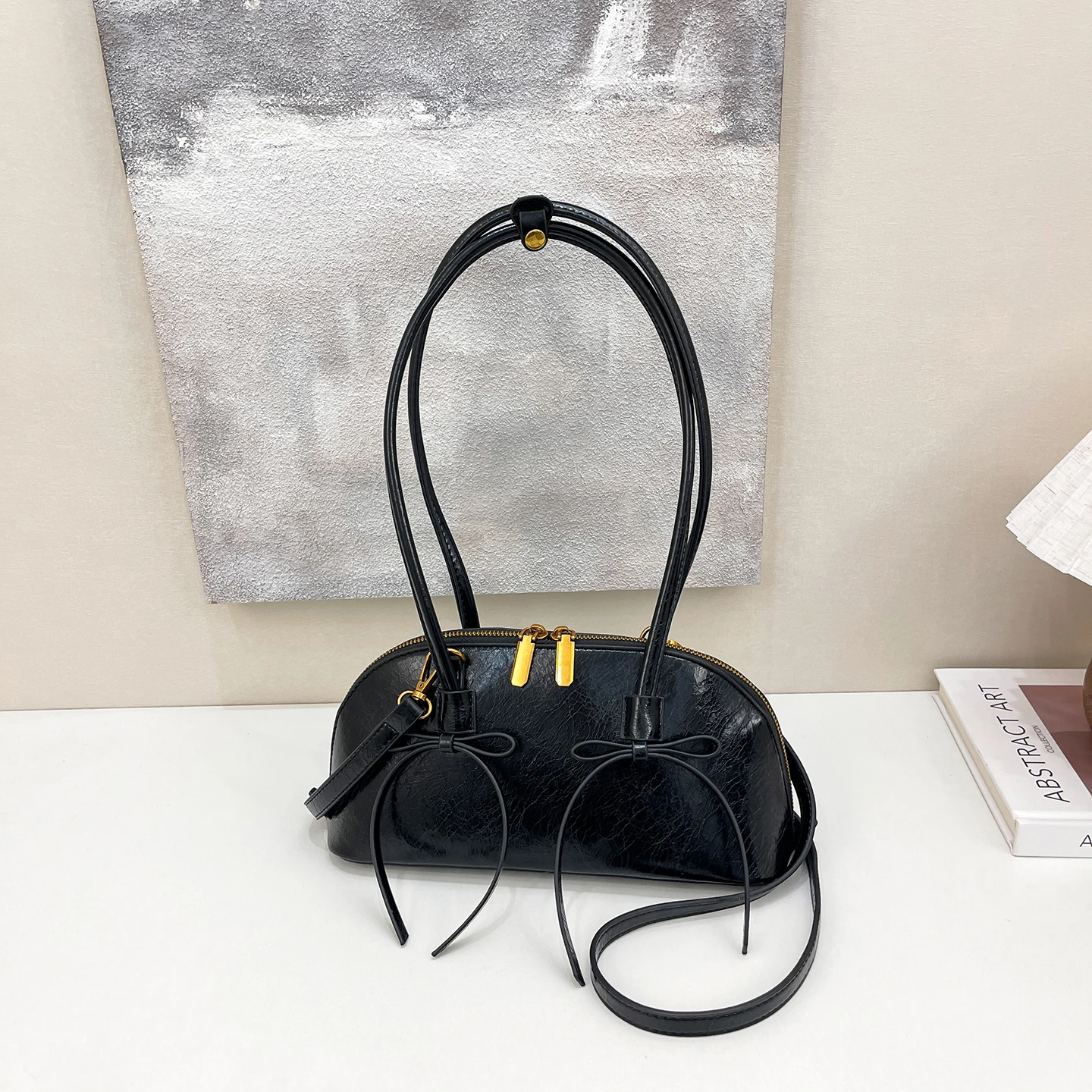 بو القوس حقائب كتف رائعة بلون موضة 2025 حقائب عالية الجودة للنساء الخريف/الشتاء حقائب اليد النسائية الجديدة متعددة الاستخدامات #2