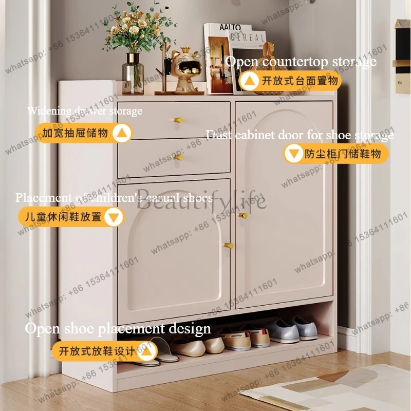 Cream style Narrow shoemaker shoe rack  home entrance shoe cabinet entryway Organised shoe cupboard living room furniture