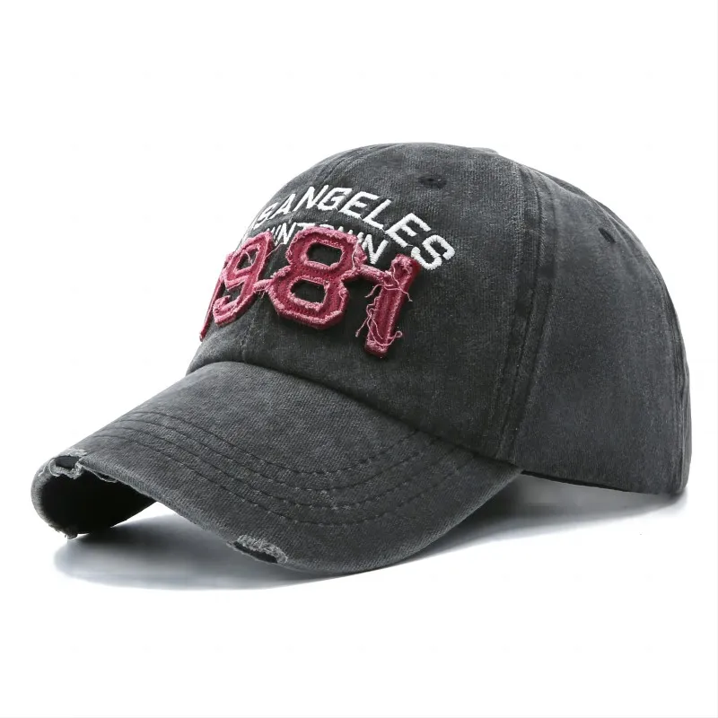 Baseball Cap Vintage 1981 Stereoscopic Embroidered Cap 3D Applique Embroidered Cap Washed Visor