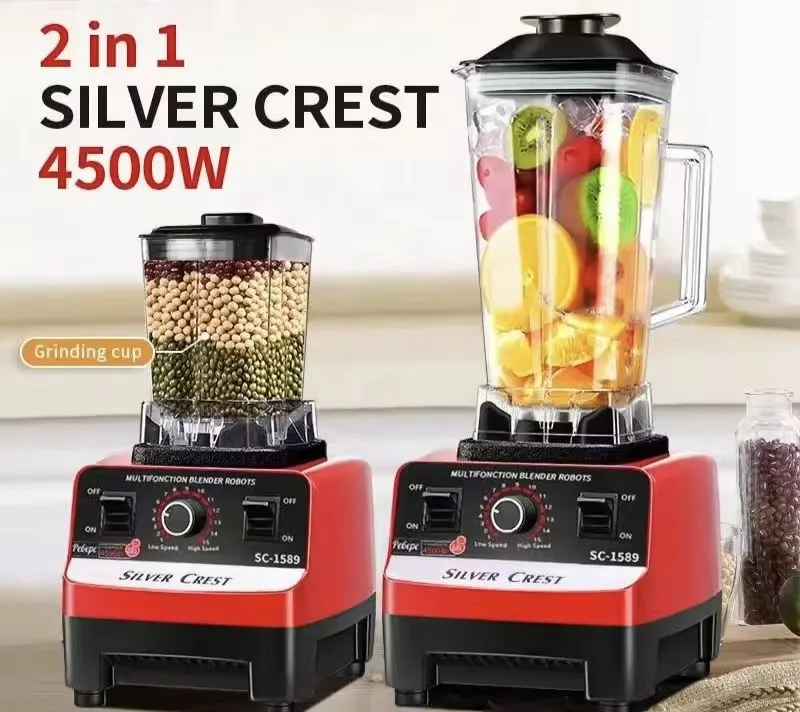 Kitchen Appliances Moulinex Silver Crown Blender Sc-1589 Copper Motor 4500w 2 in 1 Food Processor Smoothie Blender