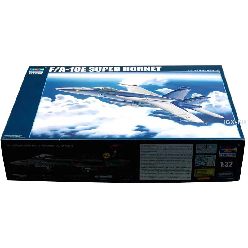 Trumpeter 03204 1:32 Scale US F18 F/A-18E Super Hornet Fighter Plane Toy Gift Hobby Military Assembly Plastic Model Building Kit