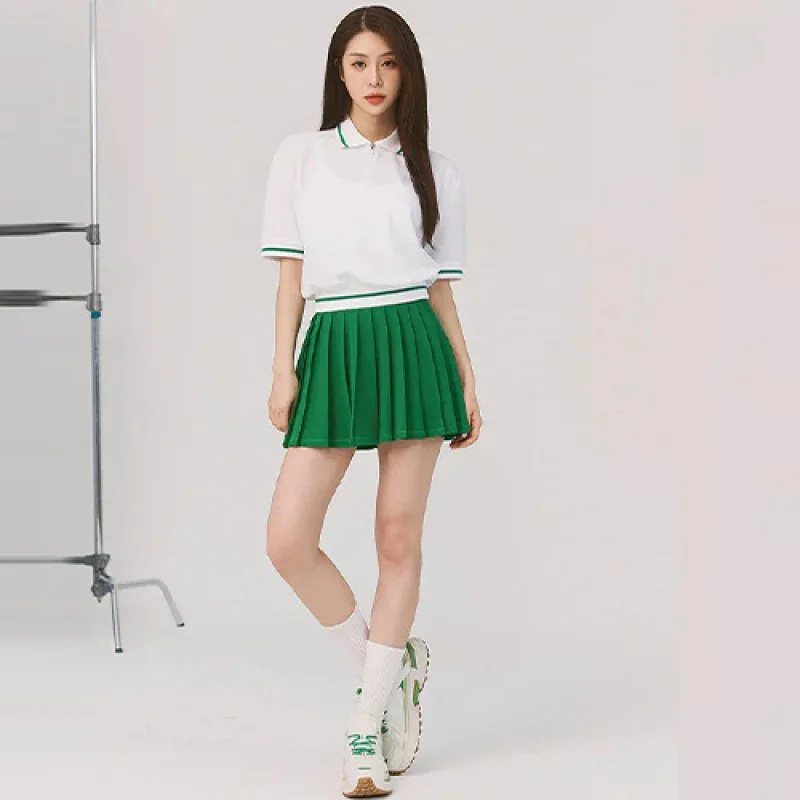 HELLOMARCEL الاتحاد الأوروبي الولايات المتحدة حجم أعلى جودة مطوي تنورة التنس الرياضية مجموعة جولف الجري الرقص عادية مضلع قميص بولو للنساء