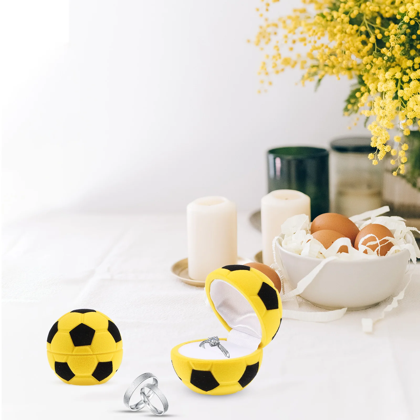 

2Pcs Small Soccer Jewelry Box Lightweight Ring Organizer Stylish Proposal Valentine's Day Wedding Gift for Him Her