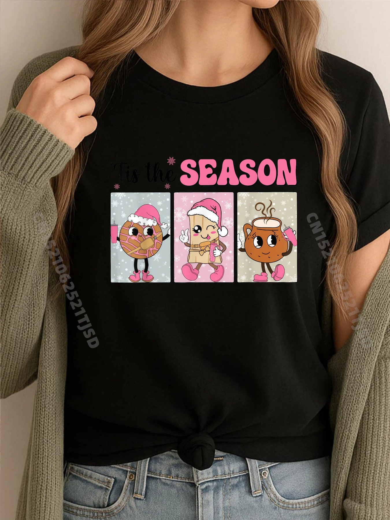 

Tis The Season For Tamales Cafecito Y Pan Dulce Мексиканская рождественская кремовая футболка Camiseta Masculina подарок