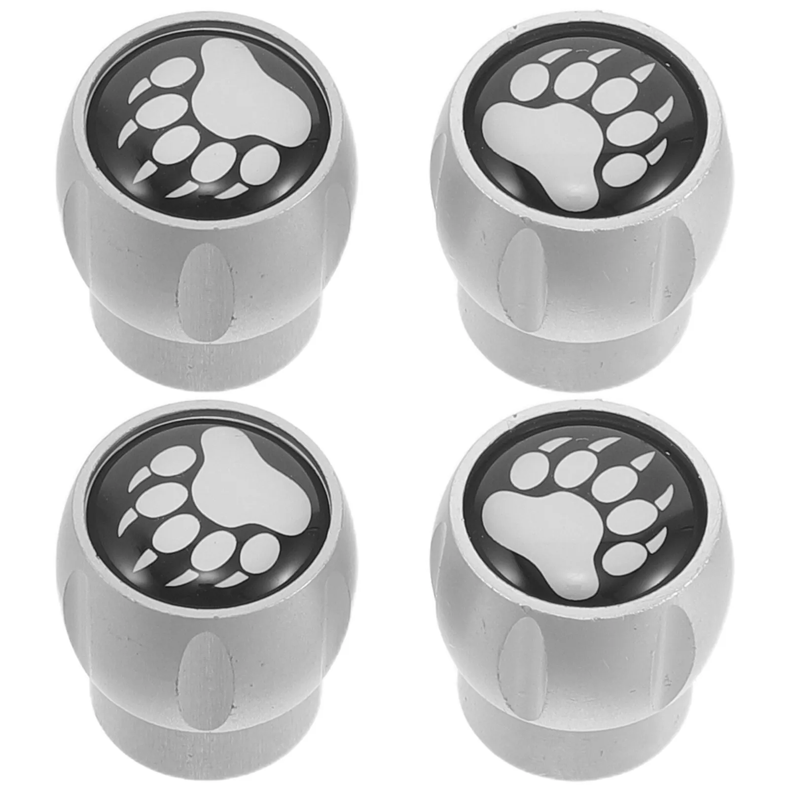 

Комплект из 4 колпачков для ниппелей шин, серебристые, из алюминиевого сплава, с принтом «Медвежья лапа», металлические сменные колпачки для велосипедов и скутеров