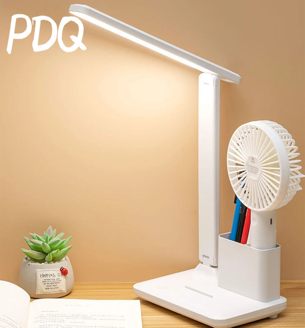 Lámpara de escritorio plegable para dormitorio, lámpara LED de noche, contenedor de bolígrafo extraíble, lámparas de lectura de estudio, luces de mesa brillantes, luz de escritura