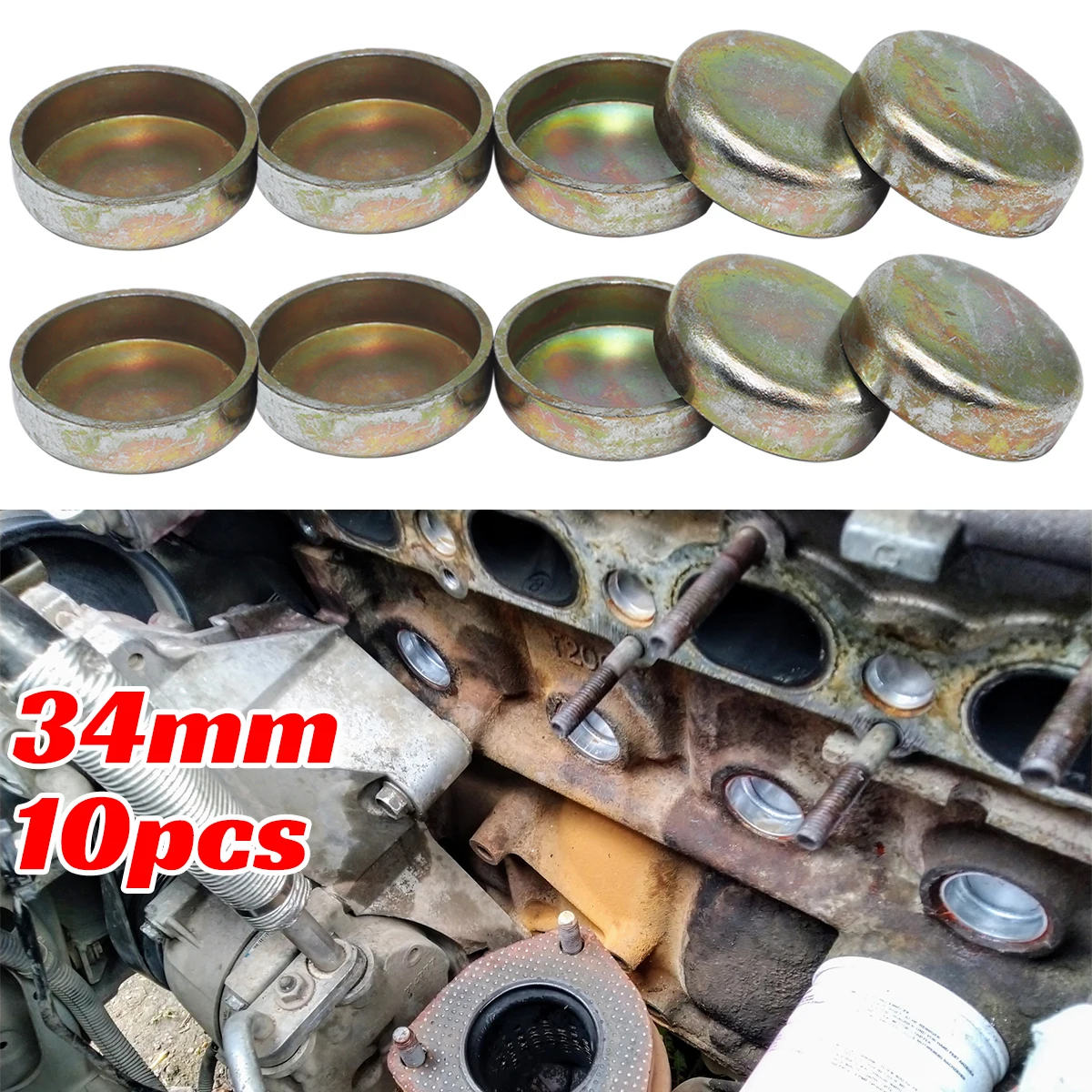 

34mm 10PC Engine Core Plug Expansion Welch Block Freeze Cap Cylinder Head Hole Seal Frost Plug Cover For Suzuki Chevrolet Daewoo