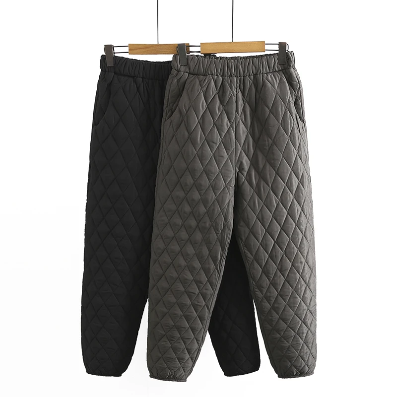 

Thiened Cotton Pants for Women Winter Warm Trousers Small Foot Anti-Cold ly People Long Pants Casual Sle Pure Color