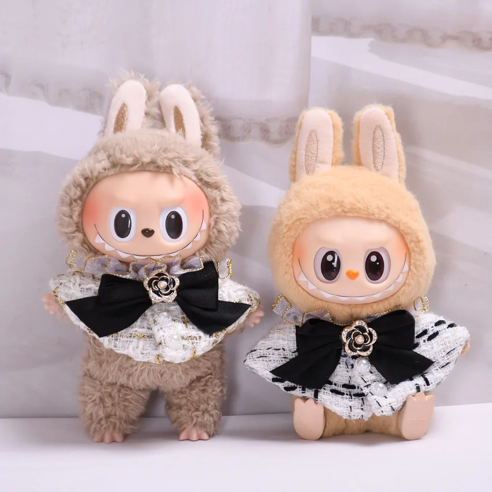 17cm Cute Mini Plush Doll's Clothes Coat Accessory for Korea Kpop Exo Labubu II Idol Doll Little Fragrance Shawl Cape Costume