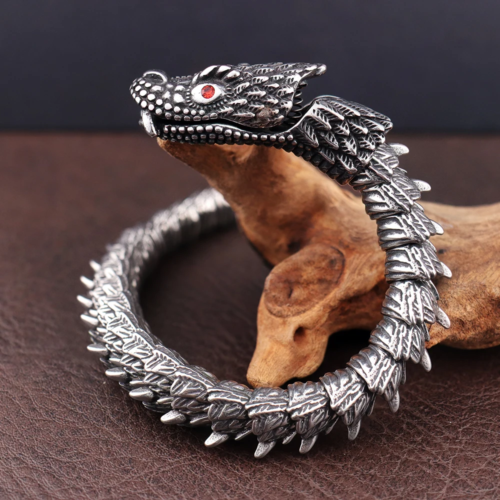 Stainless Steel Punk Rock Snake Bracelets for Men Vintage Personality Animal Bangles Amulet Creative Party Jewelry Dropshipping