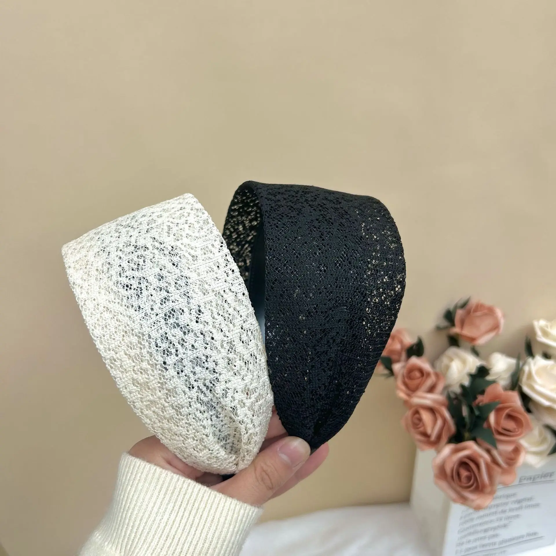 Koreanisches Stoff-Stirnband mit breitem Rand und gezahntem Anti-Rutsch-Haarband zur Abdeckung weißer Haare – Modische Damen-Haaraccessoires
