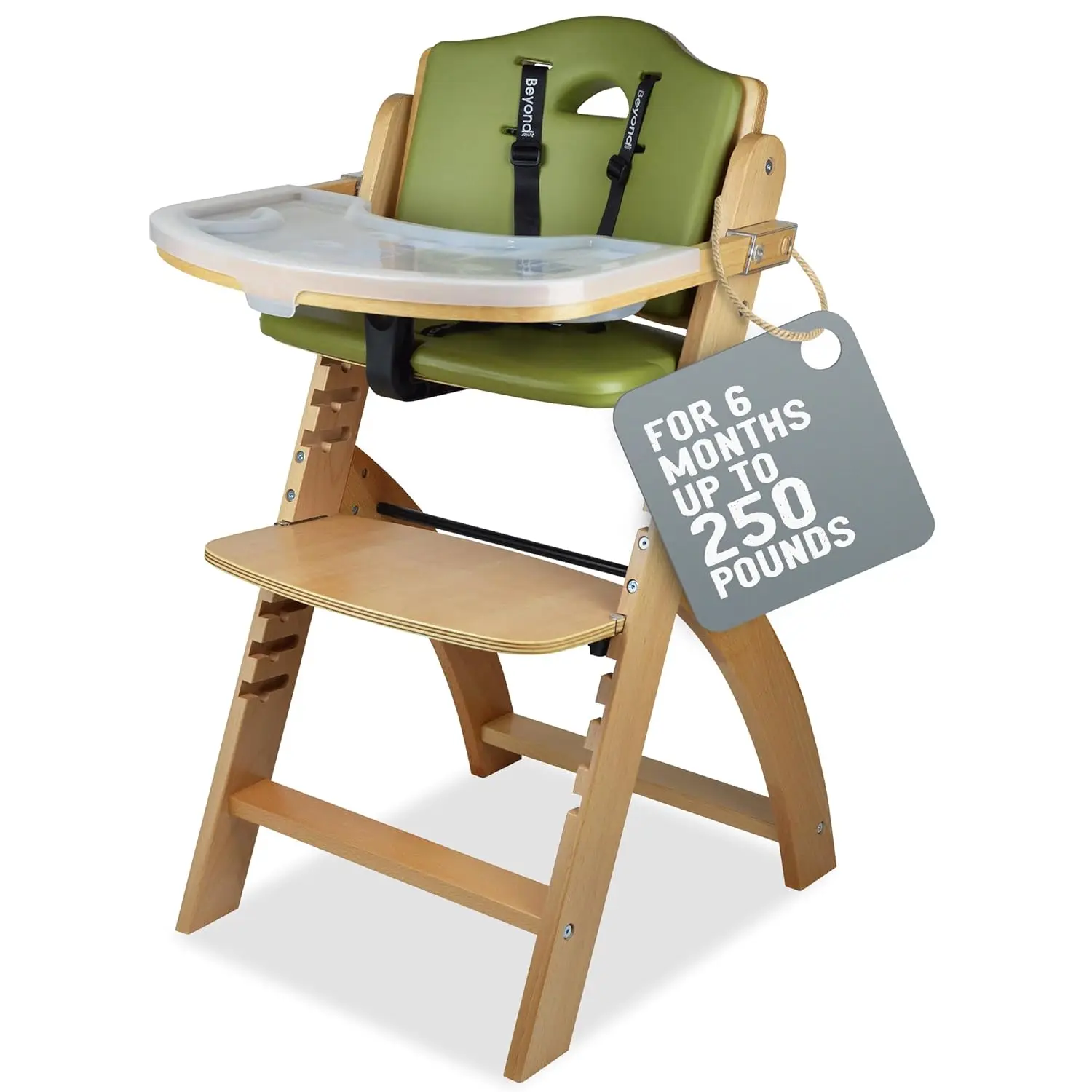 Junior Wooden High Chair with Tray - Convertible Baby Highchair - Adjustable High Chair for Babies/Toddlers/6 Months up