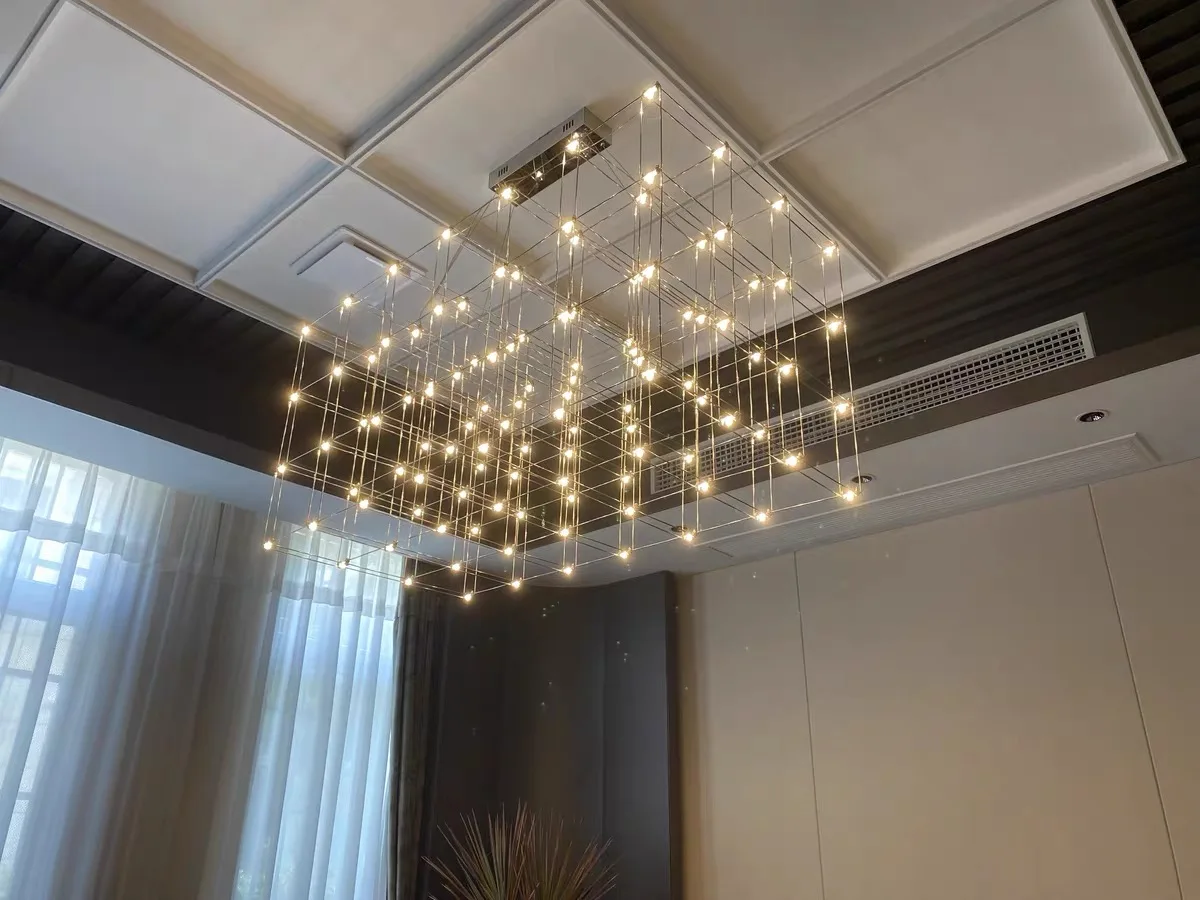 Cube pendant lamp Nordic dining table lamp modern simple luxurious creative firefly front desk a living room LED lamp