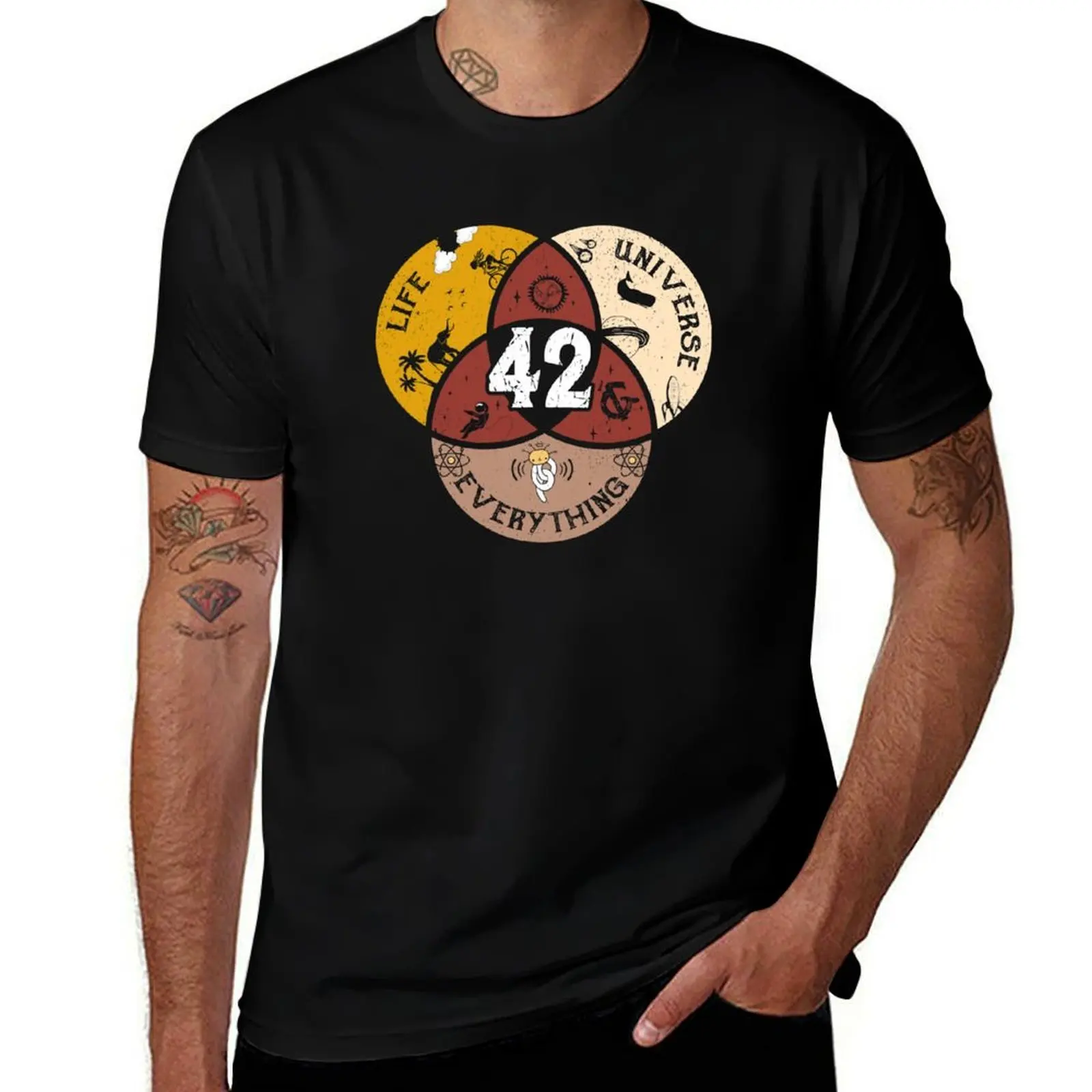 

42 Life Universe and Everything Hitchhiker's Guide T-Shirt anime t shirts for man t shirts for man graphic vintage T-Shirt