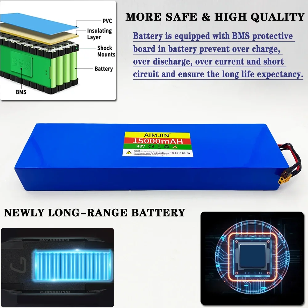 48V 15000mAH 13S4P 18650,Lithium-Ion Battery Pack Suitable for KUGOO M4/ Max Electric Scooters