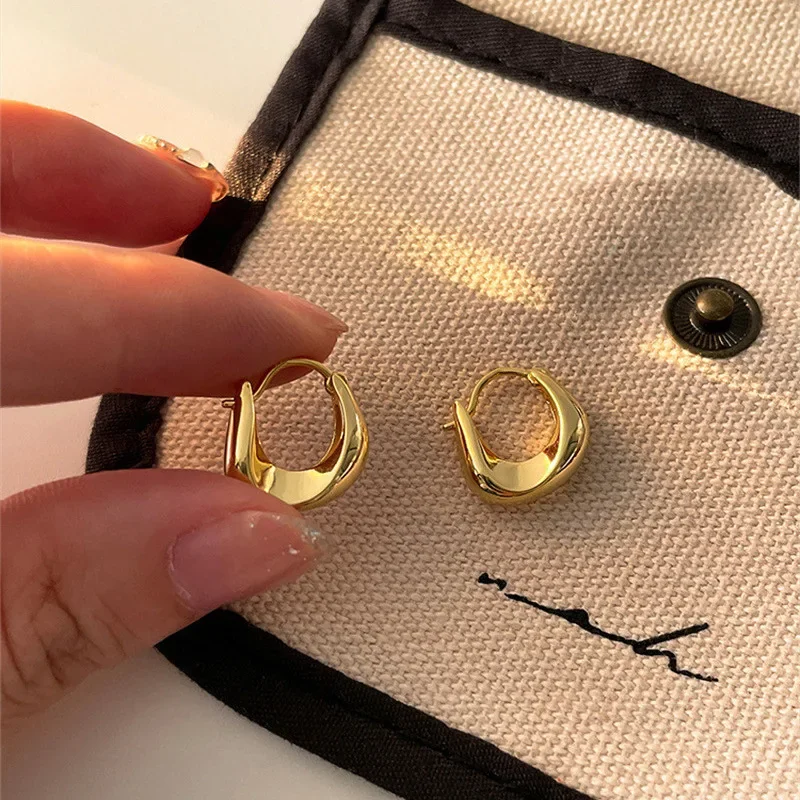 1 Dollar Freeshippings Items Geometric Small Hoop Earrings for Women Creative Simple Golden Silver Color Huggies Jewelry