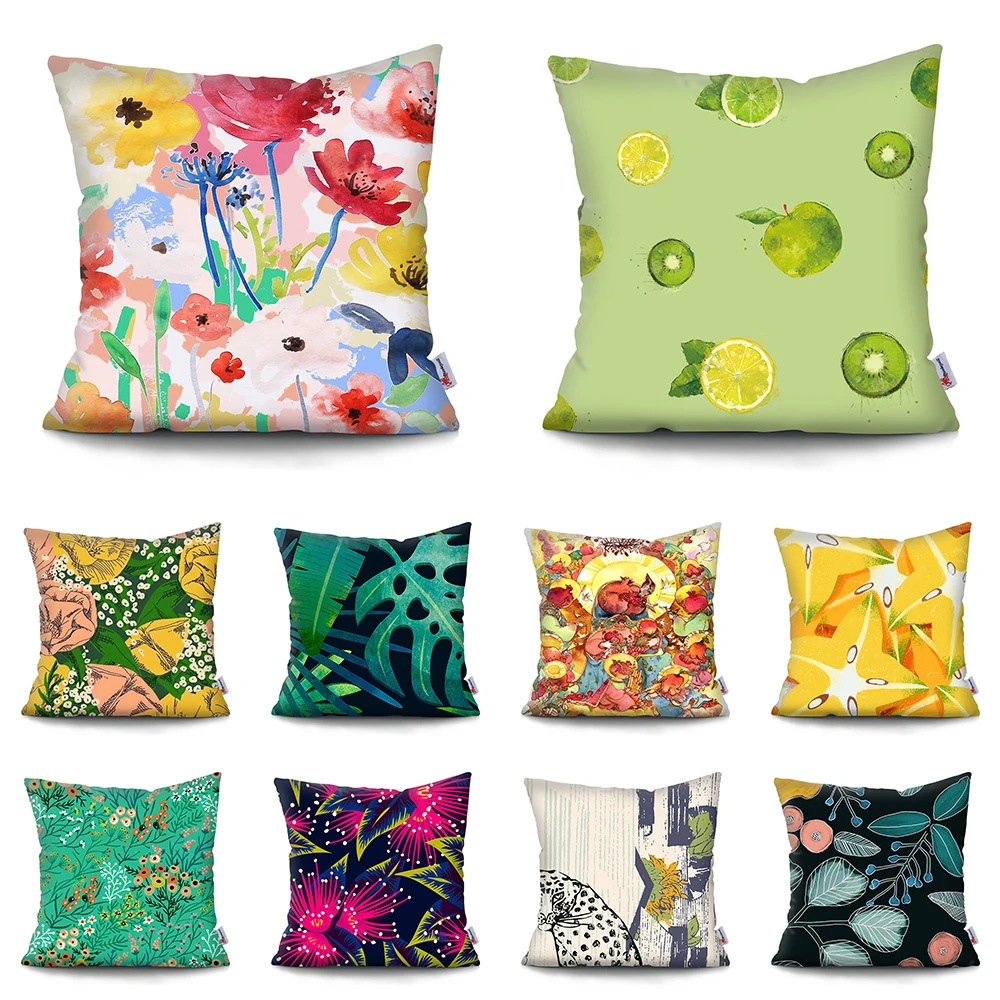 Plant and fruit printed pattern cushion cover for home living room sofa bedroom decoration waist  pillowcase