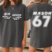 Six Seven Printed T-shirt Number 67 Graphic Women Men Gen Alpha Slang Six Seven Ice Cream Drip Sports Cool Meme 67 Funny Number