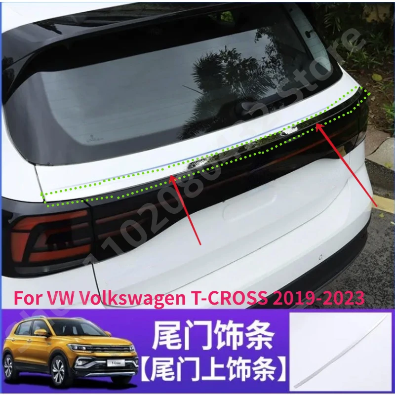 High-quality stainless steel Rear Trunk Trim Bezel Molding Styling For VW Volkswagen T-CROSS 2019-2023