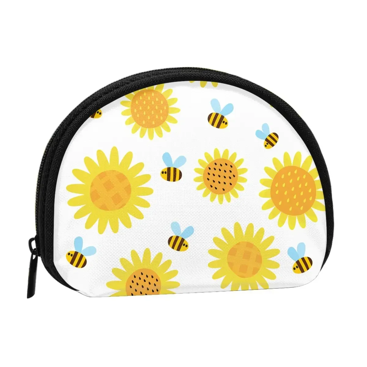 Sunflowers Element 3D Printing Coin Purse Ladies Shopping Portable Silver  Bag Travel Mini Credit Card ID   Gift