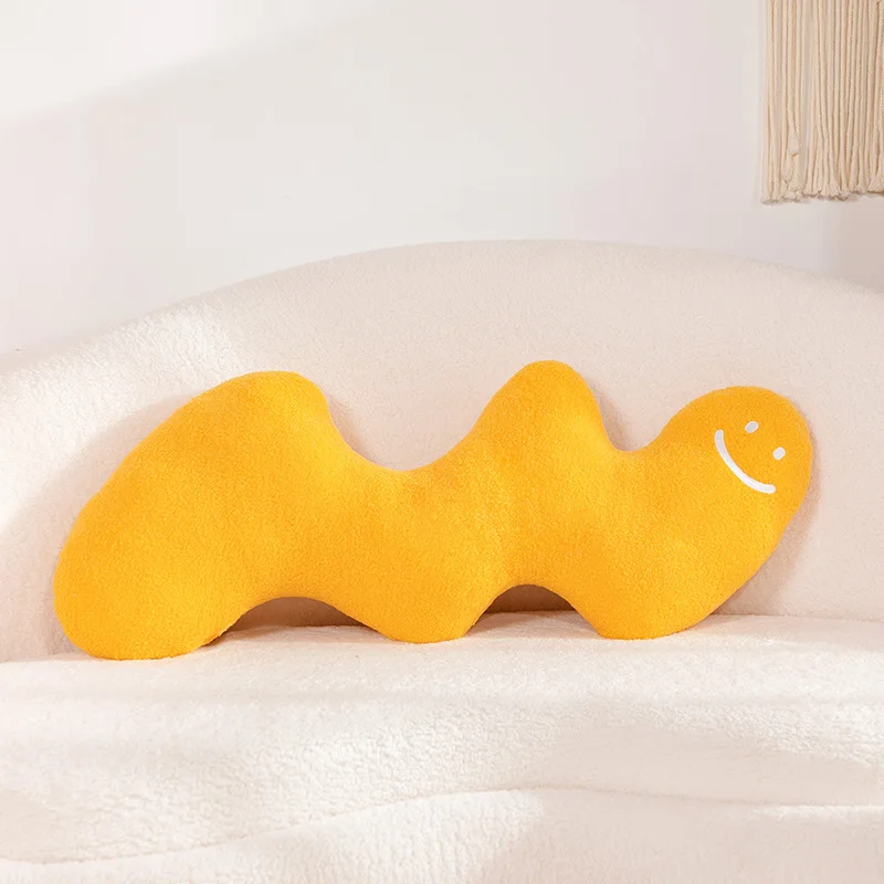 

Smiling face logo Wave shaped sofa bedroom pillow backrest Headrest plush toy