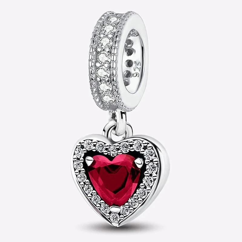 Maleta de Plata de Ley 925 con cuentas de corazón de amor y animales, cadena de seguridad compatible con pulsera Pandora, cuentas para mujer, joyería DIY