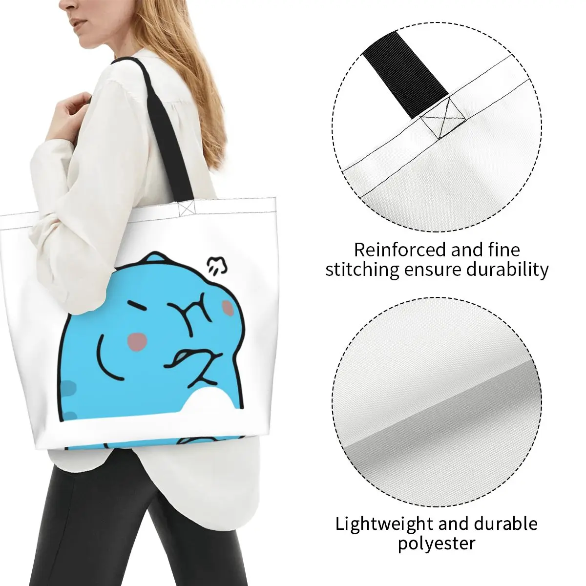 Comic Cat Bugcat Capoo Bug Cat Shopping Tote Bag Canvas Large Capacity Shoulder Bags Shopper Grocery Handbag for Women