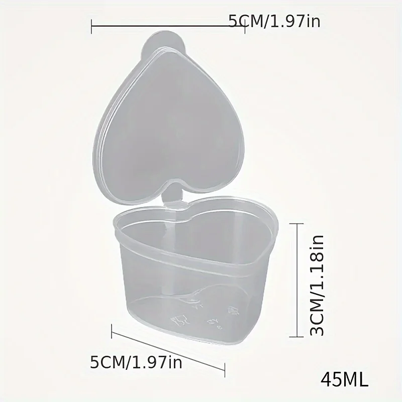 10/20/40 قطعة على شكل قلب 45 مللي أكواب صلصة للاستعمال مرة واحدة تغليف سميك للوجبات الجاهزة سهل الاستخدام ونظيف لخدمة الطعام #3