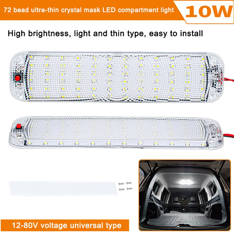 72 LED Panel Light Car Interior Reading Lamp High Brightness Cabin Lights for Van Truck RV Boat Camper Lights Strip 12V-24V