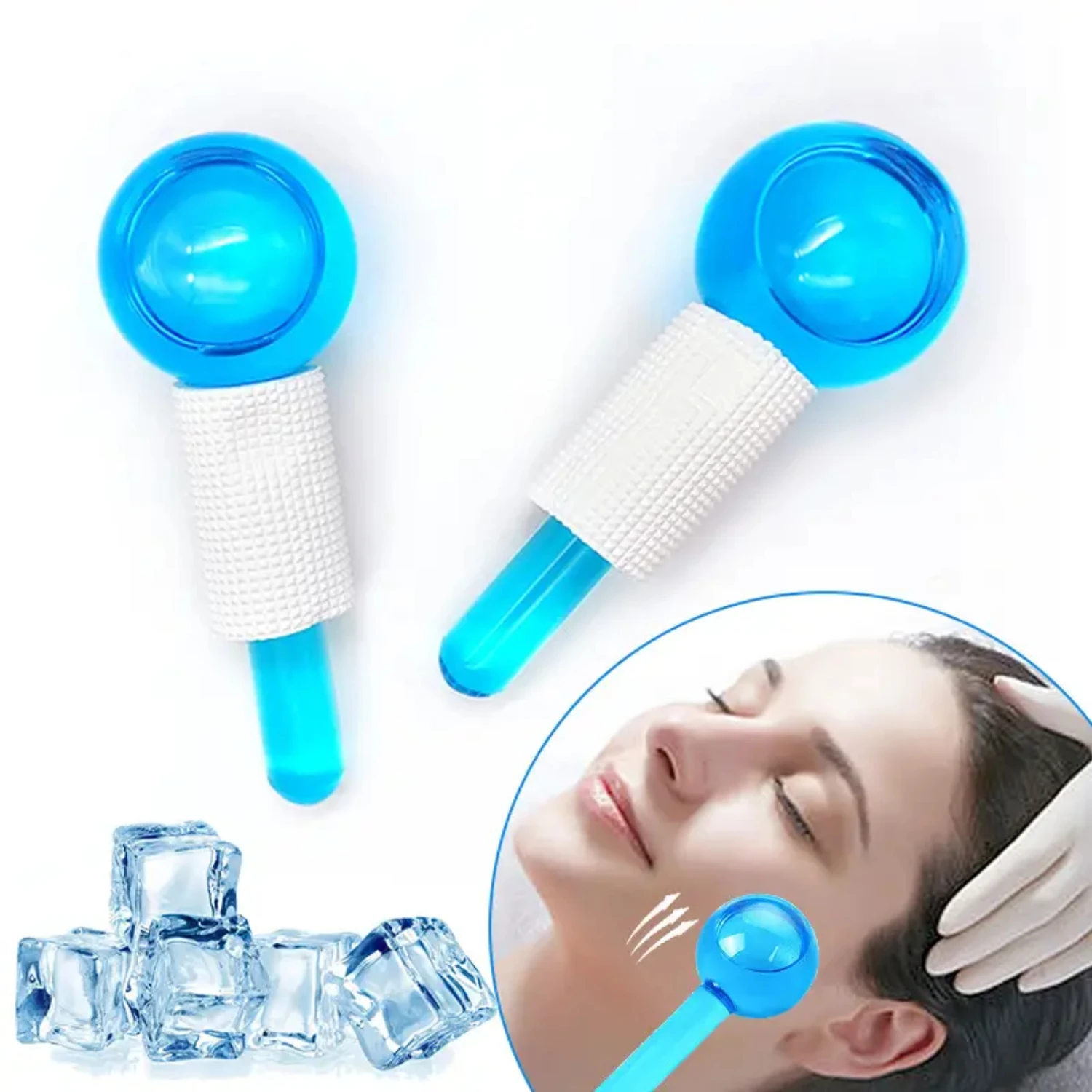 Gloeiend met deze verfrissende en verkoelende gezichtsgereedschapset - Ice Face Roller Massager en koude globes voor gezichtsbehandelingen, huidverzorging