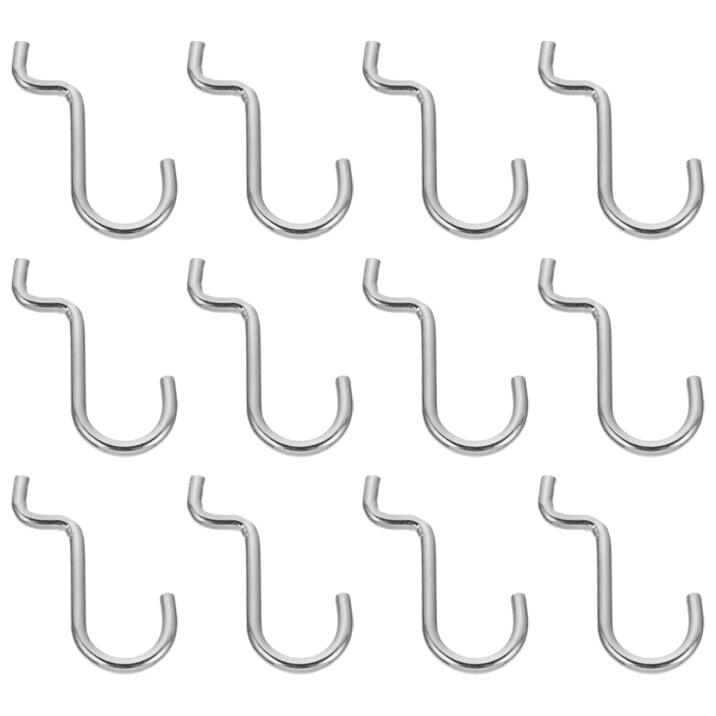 

12 Pcs Pegboard Hooks Black Iron Double Wire Design Spacesaving Universal Compatibility Supermarket Displays Wall