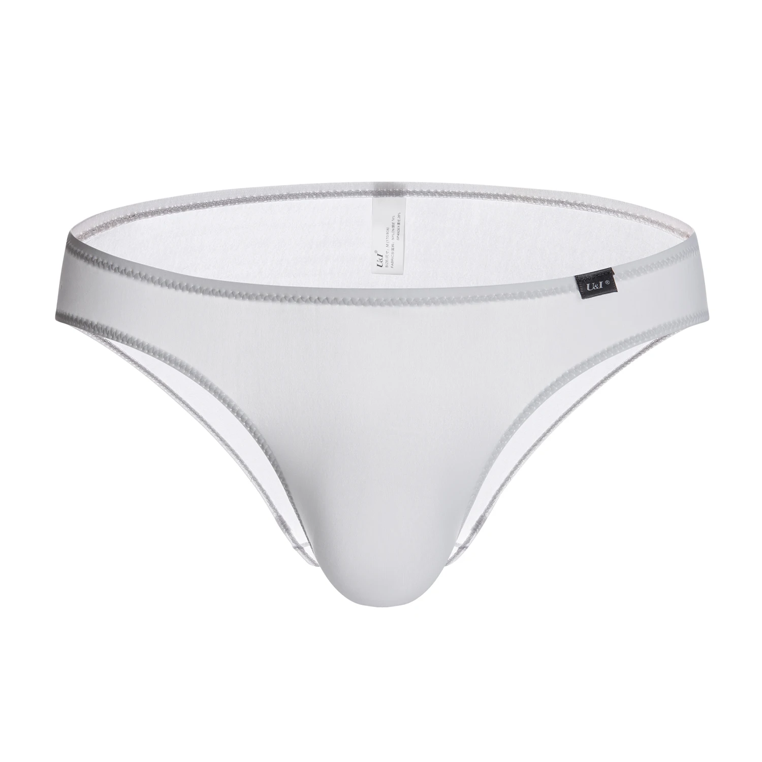 

U&I briefs men's solid color ultra-thin high-elastic nylon transparent sexy one-piece seamless upper half hip
