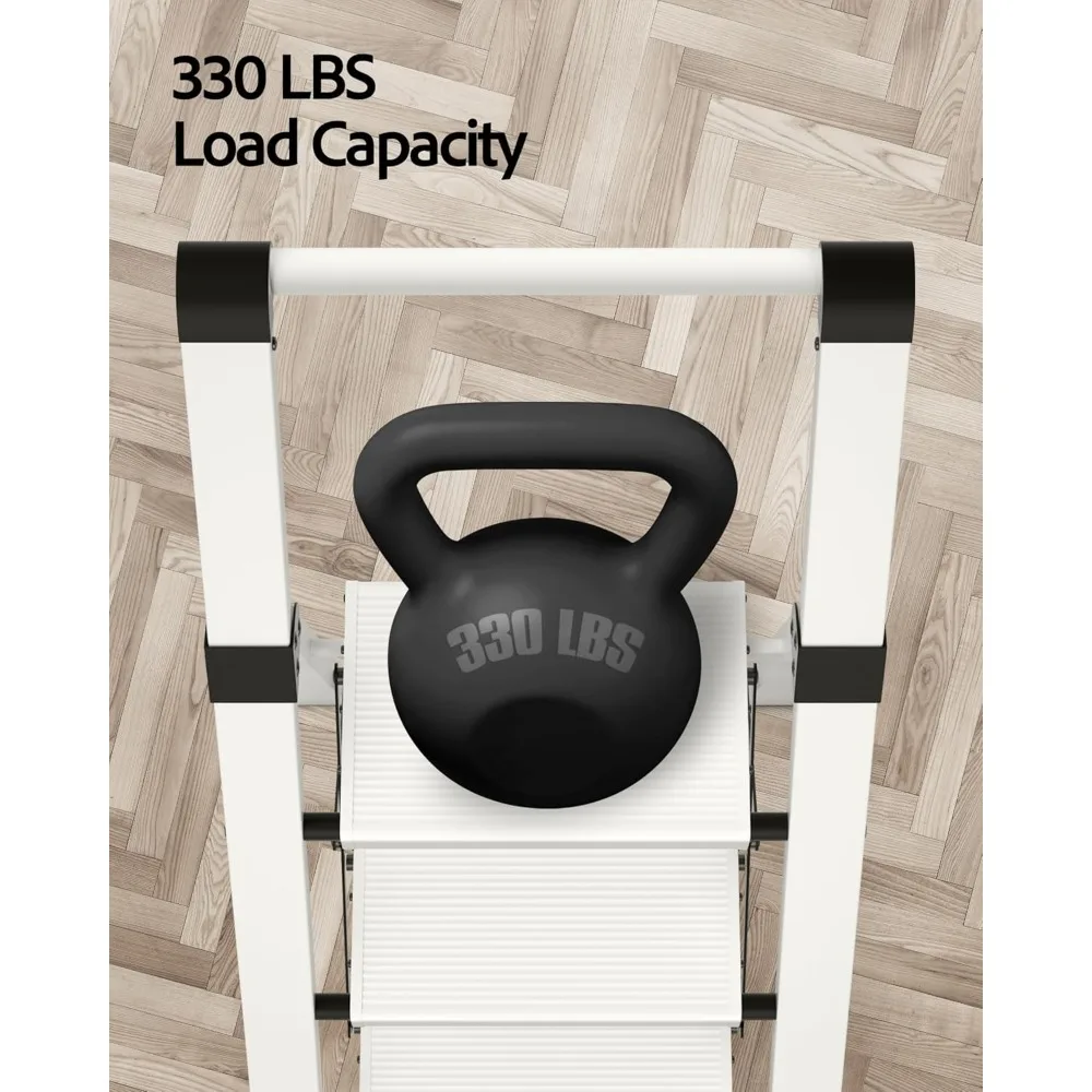 3-traps ladder, lichtgewicht aluminium opstapkruk met handige grip, vouwladder met antislippedalen, capaciteit van 330 lbs