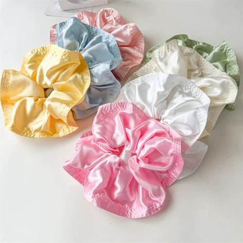 Imagen 2 del producto 2025 nuevo OverSize Fower Bract cuerda para el cabello Simple moda satén Color brillante tela elástica Scrunchie accesorios para el cabello