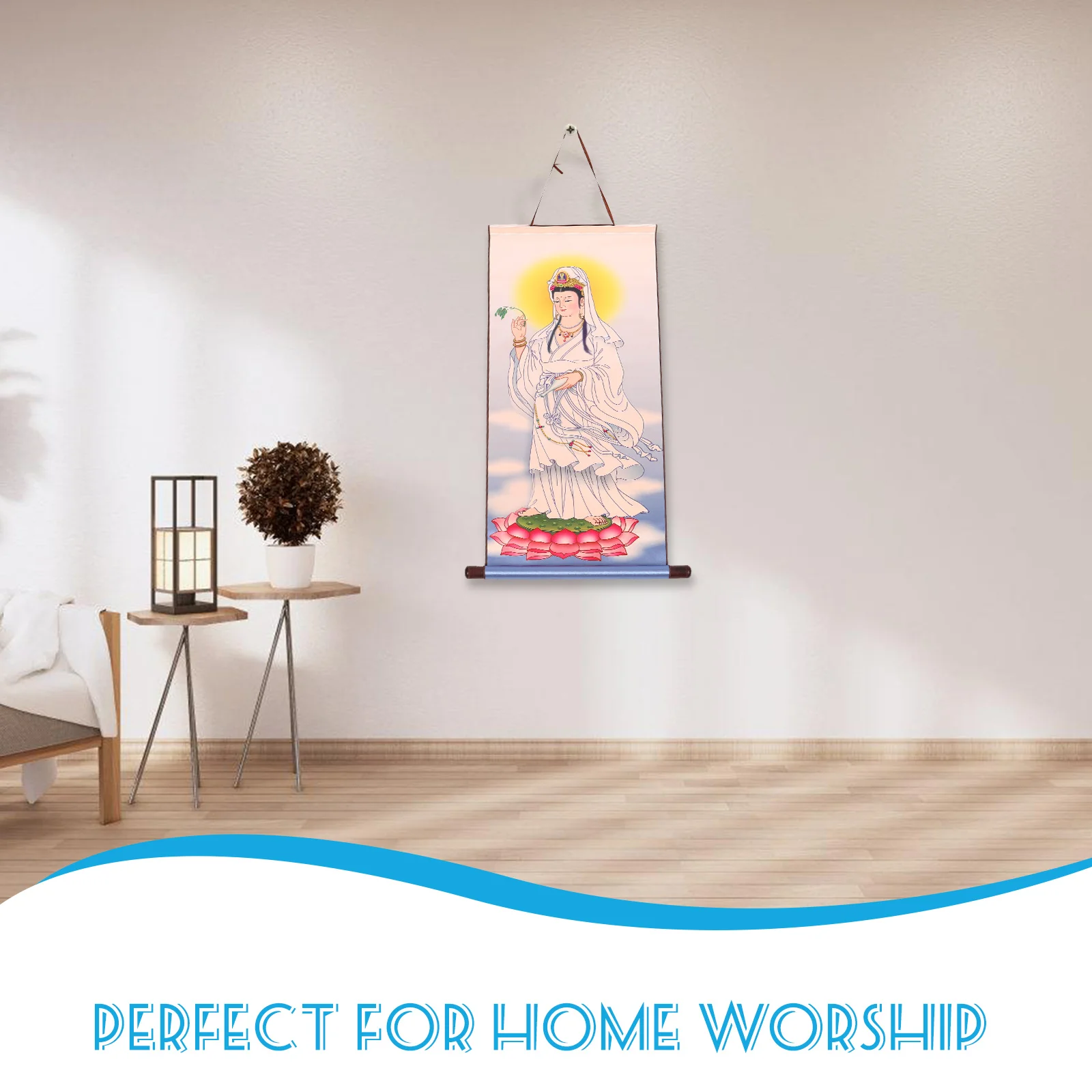 

Guanyin Buddha Statue Painting Wall Art Home Worship Decoration Materials Vibrant Colors Bedroom Living Room