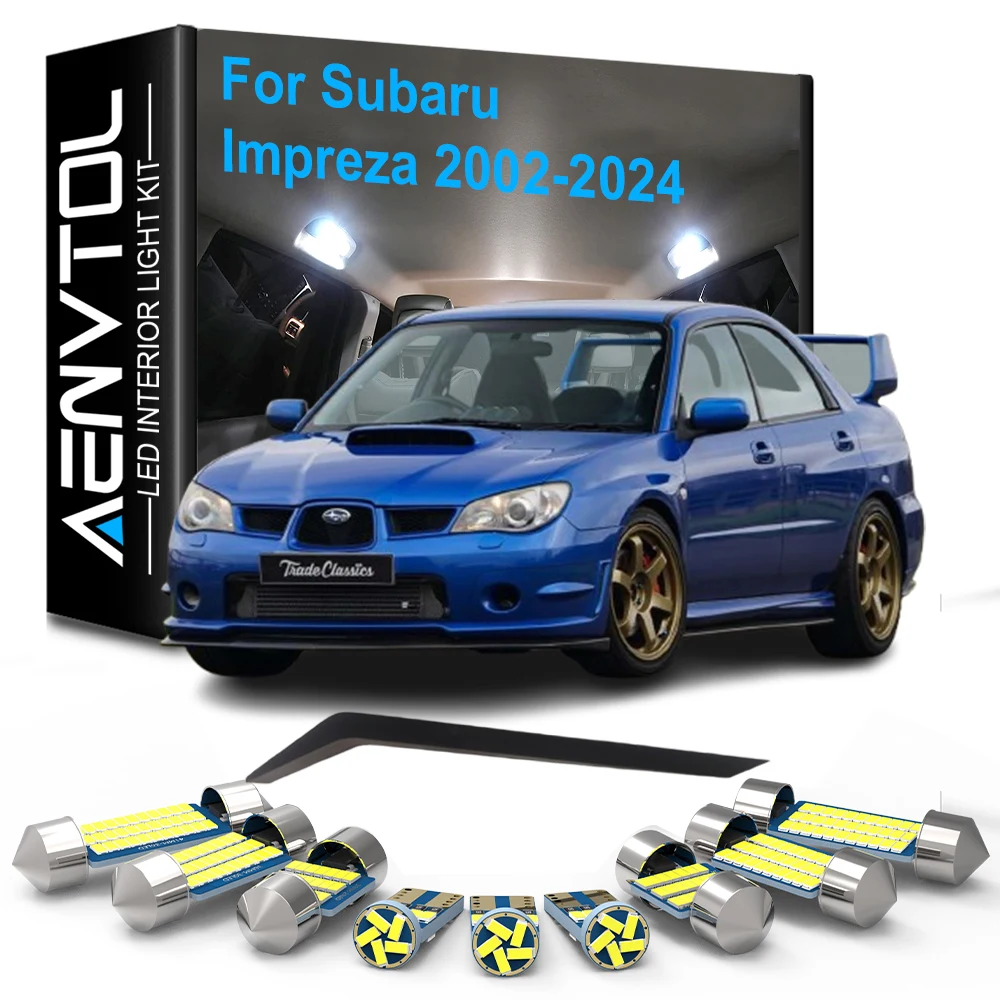 8 Stück Auto-LED-Innenbeleuchtung Canbus für Subaru Impreza WRX STI Hybrid Schrägheck 2002-2024, Innenraum-, Lese-, Kofferraum- und Kennzeichenleuchten