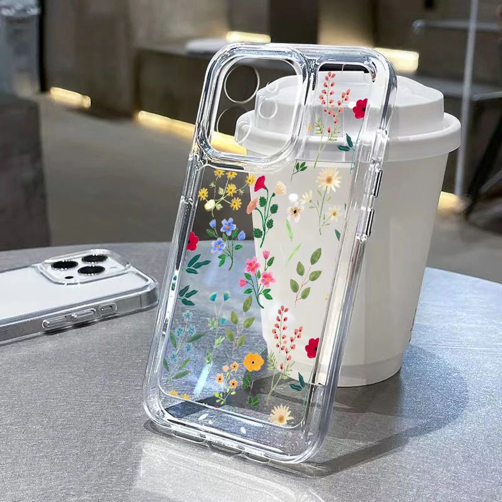 Flower Clear Phone Case For Vivo Y76S Y75 Y55 Y53S Y50 Y21 Y21S Y95 Y33S Y32 Y21T Y12S Y52S Y31s Y51 Y73S Y70S Y55S Y15S Cover