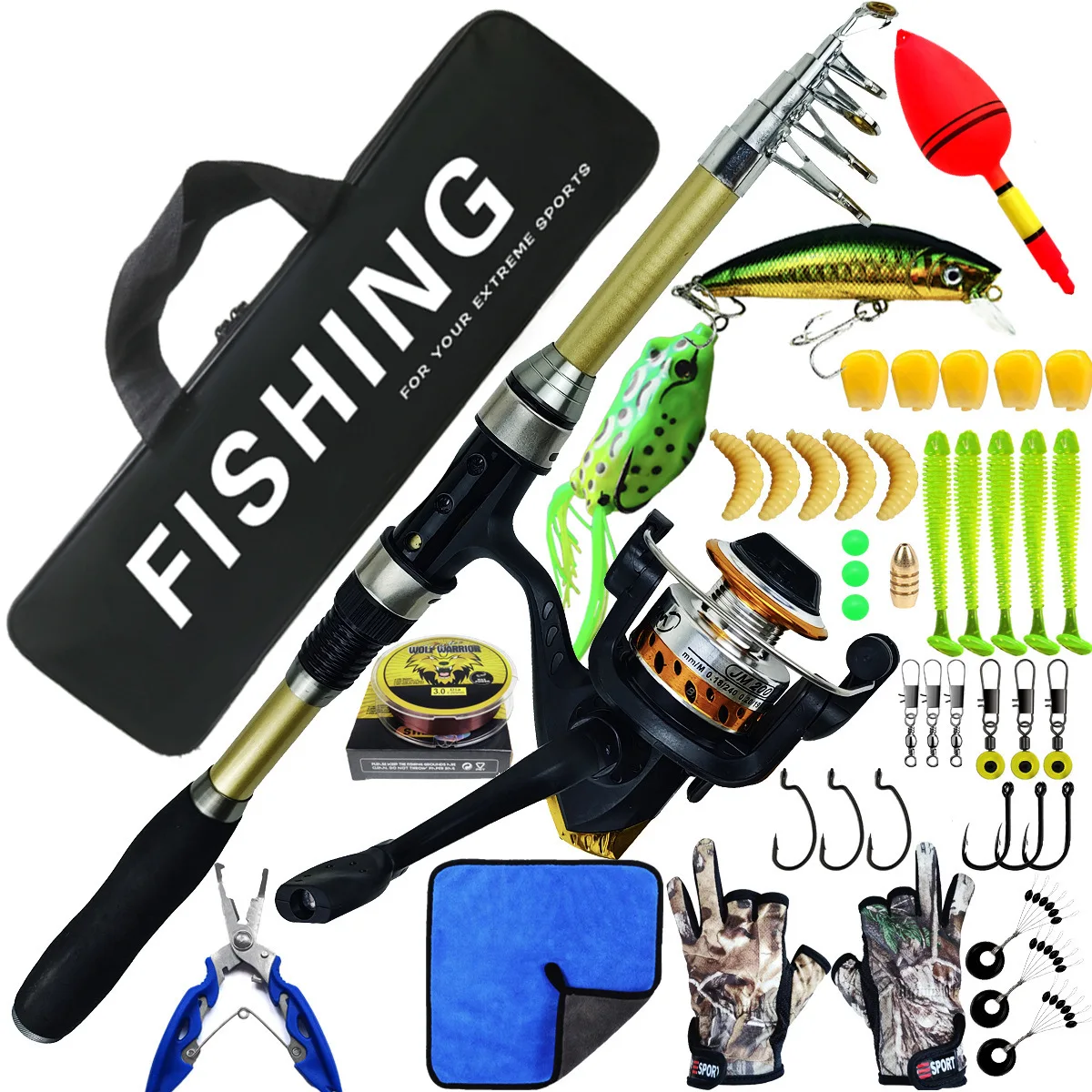 

1.8m Rod Set Fishing Rod Rod Wheel Set Freshwater Seawater Fishing Tackle SetSpinning Rod Reel Seat Bag Soft Bait Accessories